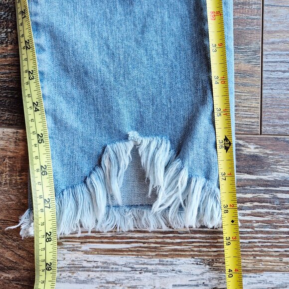 JONATHAN SIMKHAI Straight-Leg Frayed Hem Jean Medium Washed Blue - Picture 14 of 15